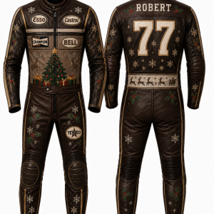 christmas custom leather motorcycle suit
